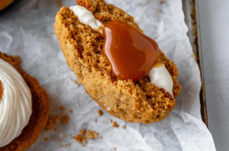 Carrot Cake Cookie Sandwiches with Miso Caramel